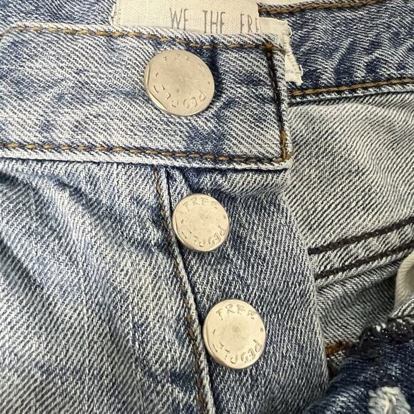 We The Free Womens Y2K Micro Mini Shorts Size 27 Denim Button Fly Festival - Picture 2 of 9